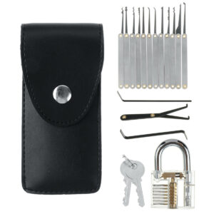 17Pcs Unlocking Lock Picks Tools Set Key Extractor Transparent Practice Padlocks