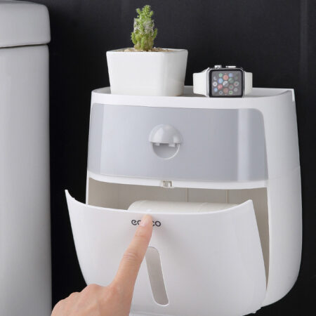 Double Layer Toilet Paper Holder Waterproof Storage Box