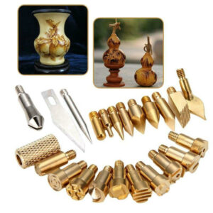 53PCS Durable Stencil Carving Art Pen Brass Tips Soldering Iron Tool Set Pyrography Kit Wood Burning Marking