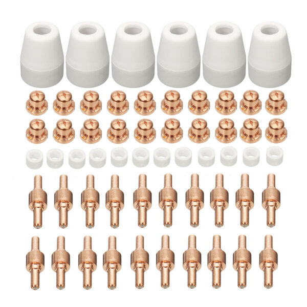 58Pcs Plasma Cutter Consumables Air Plasma Cutter Welding Torch Electrode Nozzle Shield Cup Consumables Kit