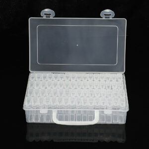 64 Lattice Ornament Rectangular Small Storage Box Manicure Transparent Mini Plastic Box Tool Box