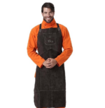 AP-6100 Charcoal Brown Full Leather Breast Protector Apron Welding Apron Series