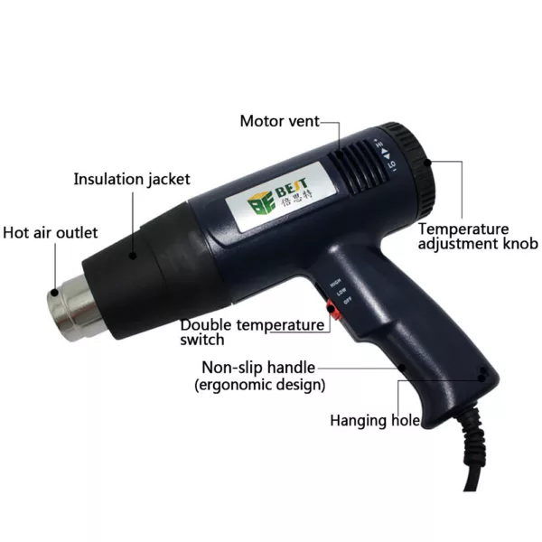 BEST BST-8016 110V/220V 1600W Hot Air G-un Rework Station Handheld LCD Display Electronic Heat G-un for SMT SMD Rework Repair