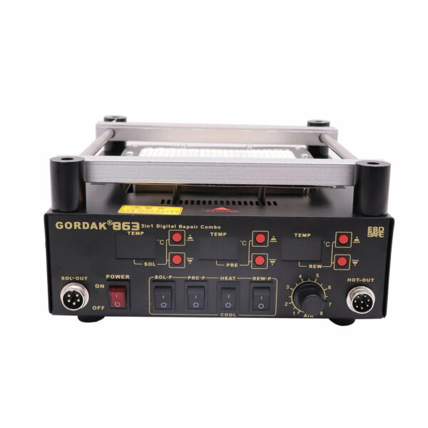 Gordak 863 3 in 1 BGA Rework Solder Hot Air Solder Station Electric Soldering iron IR Infrared Preheating Station