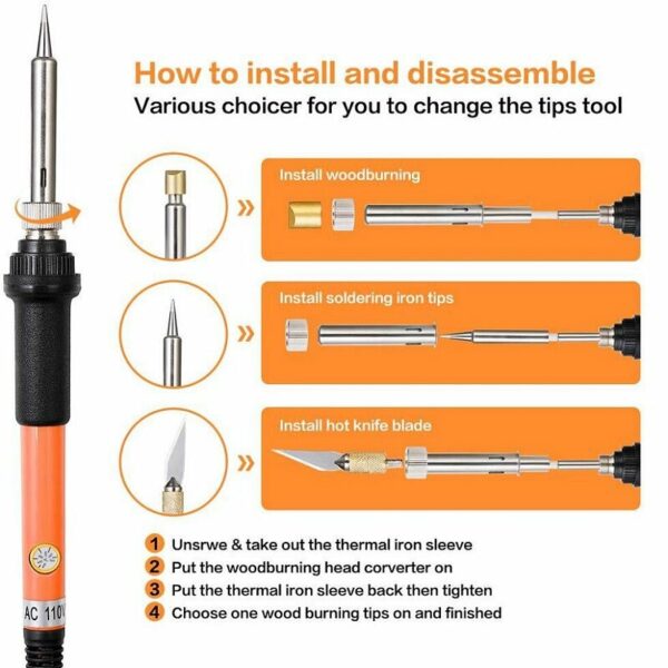 HANDSKIT 54Pcs 110V 220V 60W Adjustable Temperature Soldering Iron Kit Solder Welding Tools Desoldering Pump Heater