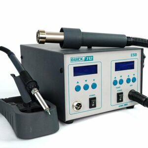 QUICK 712 2 in 1 Soldering Station Hot Air Spear Rework Station Digital Display Adjustable Soldering Iron for PCB Soldering Repair