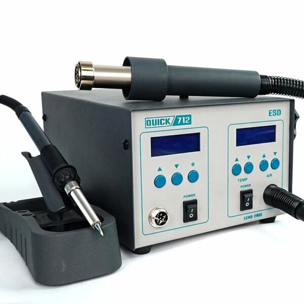 QUICK 712 2 in 1 Soldering Station Hot Air Spear Rework Station Digital Display Adjustable Soldering Iron for PCB Soldering Repair