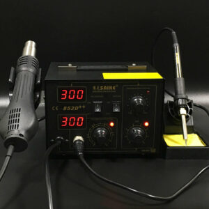 SAIKE 852D++ 110V/220V 2 In 1 SMD Rework Station Hot Air Nozzle Soldering Station Desoldering Station