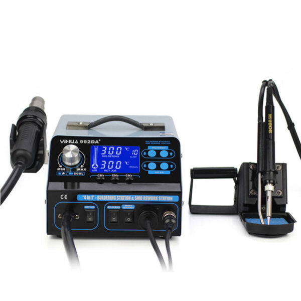 YIHUA 992DA+ 4 in 1 LCD Digital Hot Air Heater Soldering Station + Smoking Electric Soldering Iron BGA Rework Station