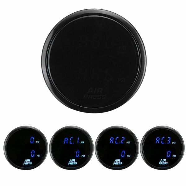 2'' 52mm LED Dual Digital Air Pressure Gauge PSI Air Suspension Meter with Sensors