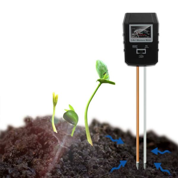 3-in-1 Soil PH Meter Moisture Tester Indoor Plants Garden Lawn Light Sensor Soil Monitor