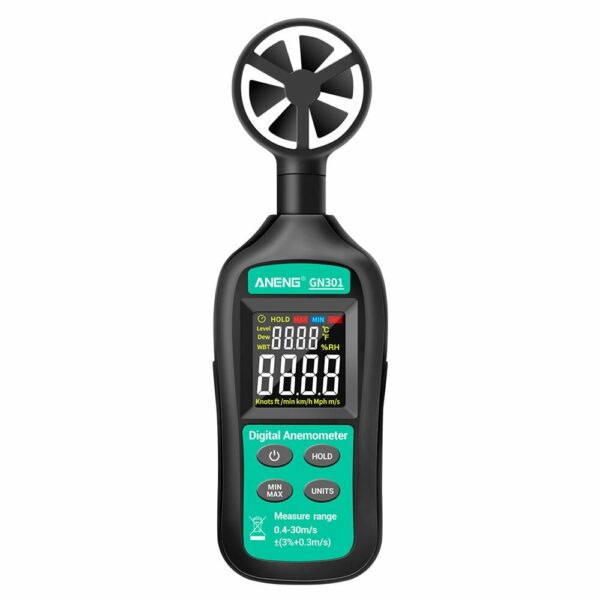 ANENG GN301 Digital Anemometer 0-30m/s Wind Speed Meter -10 ~ 45C Temperature Tester Anemometro with LCD Backlight Display