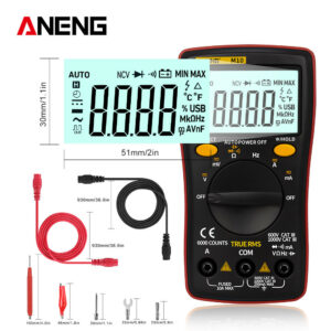 ANENG M10 6000 Counts Digital Multimeter AC/DC Ammeter Voltmeter Ohm Meter Tester Capacitor Buzzer Multimetro Test with Lead Set