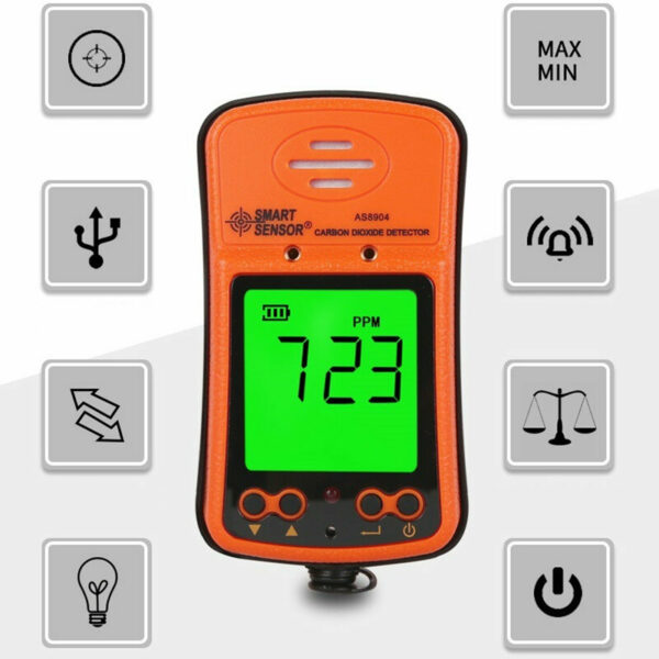 AS8904 Carbon Dioxide Detector Digital CO2 Sensor Alarm Handheld Gas Detector Analyzer Air Quality Monitor