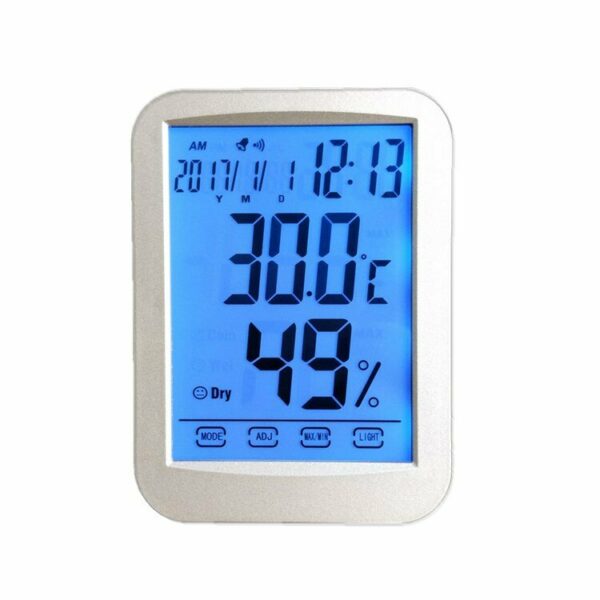 Clock Temperature Hygrometer/Luminous Household Thermometer Touch Screen Digital Display Temperature and Humidity Meter Hygrometer