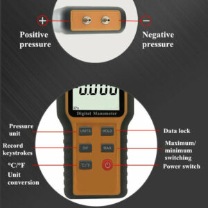 Digital Manometer Pressure Gauge Positive and Negative Pressure Measuring for Automobile Engine Compartment Pressure Detection Auto Repair Barometer