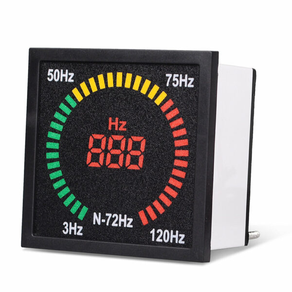 N-72HZ 3~120Hz 68mm Hole Size Digital Frequency Meter 73mm Square Panel LED Display Electrical Hertz Tester Indicator