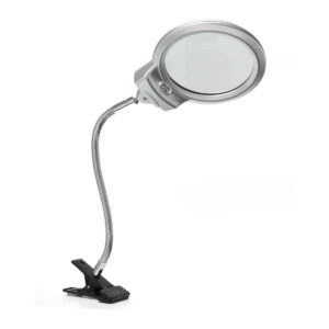 New 2.5 x 90MM 5 x 22MM 2 LED Lighted Table Top Desk Magnifier Magnifying Glass with Clamp