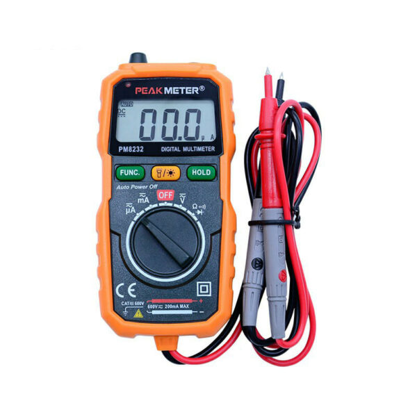 PEAKMETER PM8232 Non-Contact Mini Digital Multimeter DC AC Voltage Current Tester Data Hold Ammeter Portable Voltage Meter