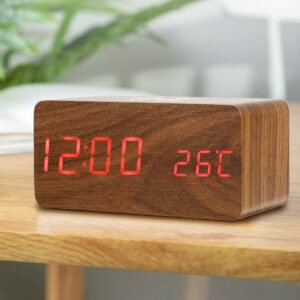 Wooden Digital Electronic Clock Alarm Clock With Wireless Charging Function