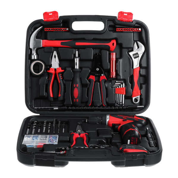 98Pcs Electric Cordless Drill Wrench Hammer Screwdriver Multifunctional Home Repair Tool Set