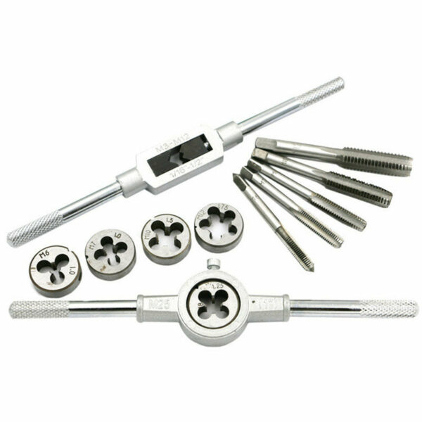 12Pcs Metric Screw Tap Wrench and Die Pro Set M3-M12 Nut Bolt Alloy Metal Tool