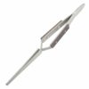 162mm Cross Lock Reverse Tweezers With Straight Tips Fiber Wooden Grip for Craft Hobby Jewelry Model Making Soldering Tool