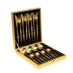 16Pcs Gold Dinnerware Fork Cutter Tea Spoon Stainless Steel Tableware Cutlery Set