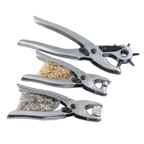 3Pcs Leather Belt Hole Punch+Eyelet Plier+Snap Button Grommet Setter Tool Kit