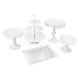 5Pcs/set Crystal Metal Cake Holder Cupcake Stand Plates Birthday Wedding Decorations