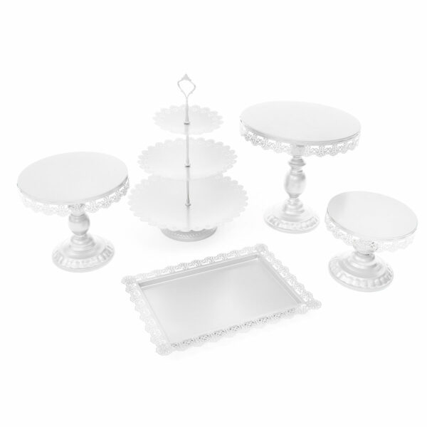 5Pcs/set Crystal Metal Cake Holder Cupcake Stand Plates Birthday Wedding Decorations