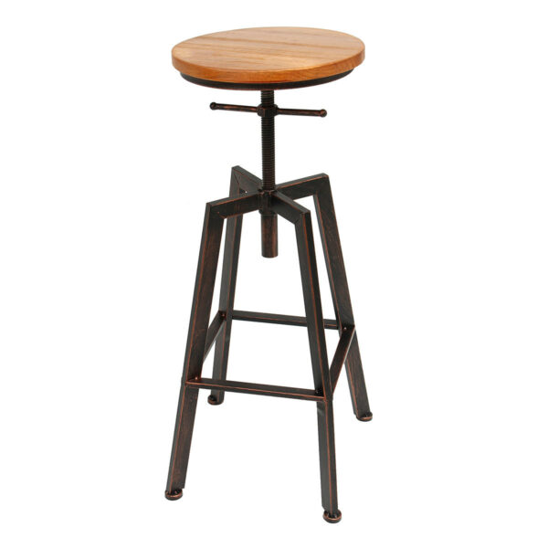 Adjustable Bar Chairs Wood Iron Counter Stool Retro Industrial Rotating Lift Bar Decorations