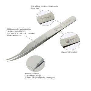 BEST BST-151SA/152SA/153SA Stainless Steel Curved Tweezer Microelectronics Product Repair Hand Tool