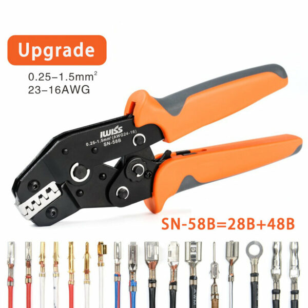 IWISS SN-58b 6.3/ 4.8/2.8 Plug Spring Crimping Tool Ratchet Terminal 0.25-1.5mm Crimping Tool Cold-pressing Bare Terminal Clamp