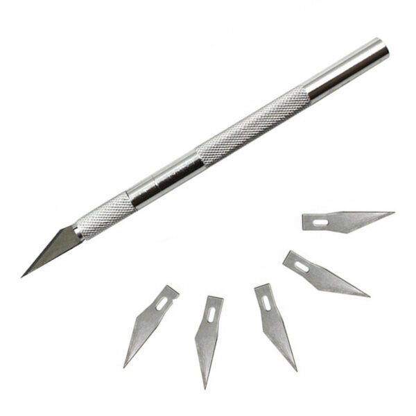 Non-Slip Cutter +5pcs Metal Scalpell Knifee Tools Kit PCB DIY Repair Hand Tools Engraving Craft Blade Mobille Phone Tool