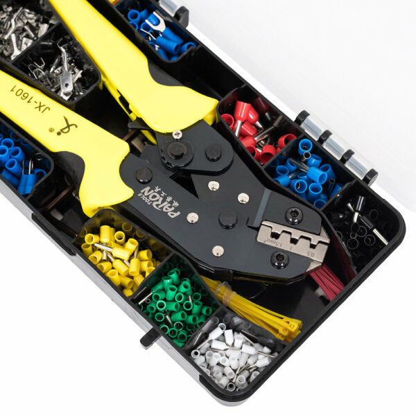 Paron JX-M5S 5 IN 1 Crimper Plier Terminal Crimper Ratchet Crimper Tube Type Crimper Tools Kit with 450Pcs Terminals