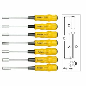 Proskit 1PK-9402 7Pcs 3-6mm Outer Hexagon Socket Electronic Hex Nut Driver Set Precision Screwdriver Set