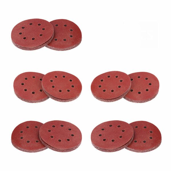 100Pcs 60-240 Grit 5 Inch 8 Holes Flocking Sandpaper Processing Wear-resistant Sharpening Electric Grinder Accessories