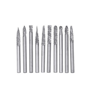 10pcs 3mm Double Lines Tungsten Carbide Burr Rotary File Drill Bits Milling Cutter Set