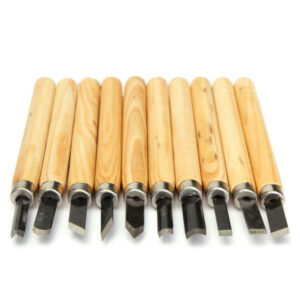 10pcs Wood Carving Chisel Set High Carbon Steel with Wooden Handle