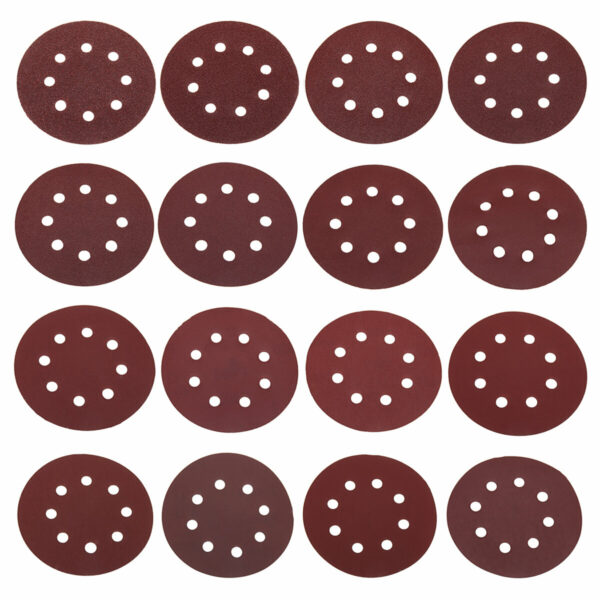 120Pcs 125mm 8-Hole Hook and Loop Sanding Discs 100-320 Grit Sandpaper Abrasive Paper for Polishing