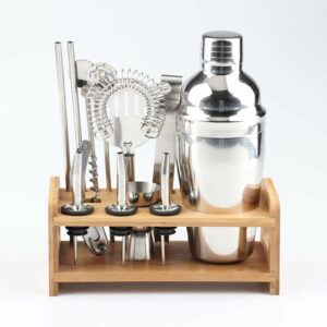 13PCS Stainless Steel Cocktail Shaker Bar Sets Jigger Muddler Bartender Tools Kit