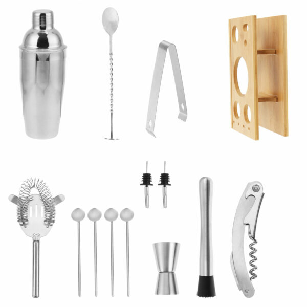 14Pcs Stainless Steel Cocktail Shaker Set Bar Mixer Drink Bartender Tool Home