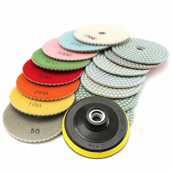 16pcs 4 Inch 50 to 10000 Grit Diamond Polishing Pad for Granite Stone Concrete Marble