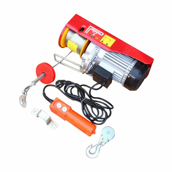 220V Electric Hoist Crane Portable Lifter Overhead Garage Winch Effort Elevator with Wired Remote Controller