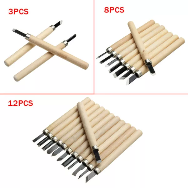 3/8/12pcs Wood Carving Chisels Cutter Craft Hand Woodworking Tools For Sculpture Engraving