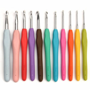 11pcs Multicolor Soft Plastic Handle Aluminum Weave Crochet Hooks Knitting Needles