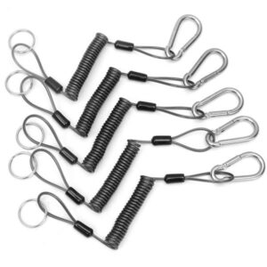 5Pcs 26cm Steel Plier Coil Tether Lanyard Secure Grip Retracting Tool