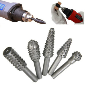 5pcs 6mm Shank Carbon Steel Rotary File Burr Set Wood Carving Rasp Drill Bits Tool