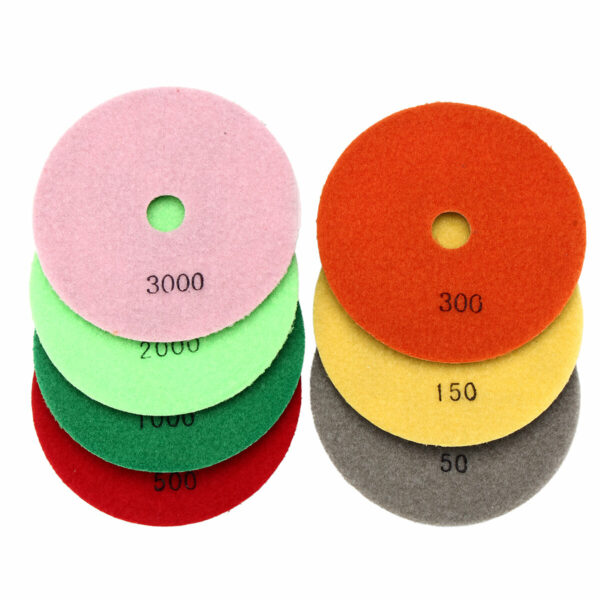 7pcs 5 Inch 50-3000 Grit Diamond Polishing Pad Sanding Disc for Marble Concrete Granite Glass